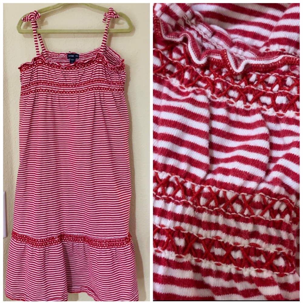 Baby gap smocked, red and white striped dress - 5t